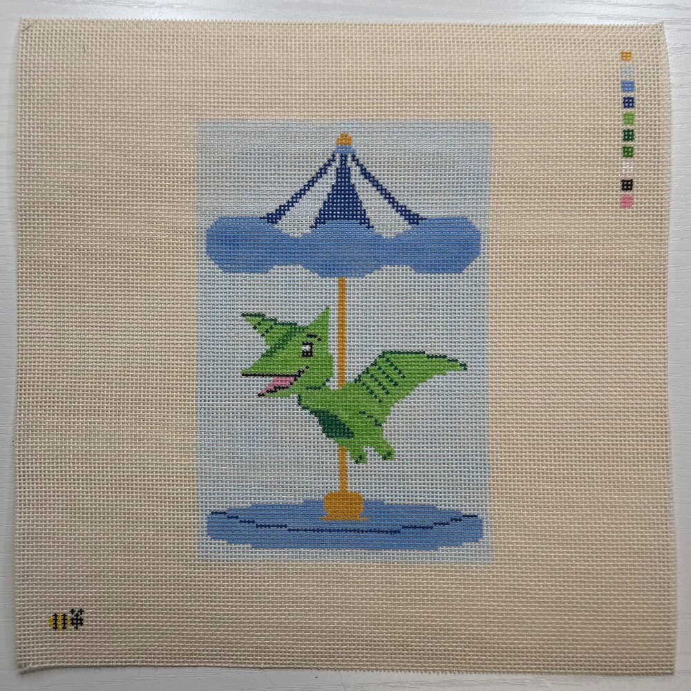 Dinosaur Carousel Needlepoint Canvas